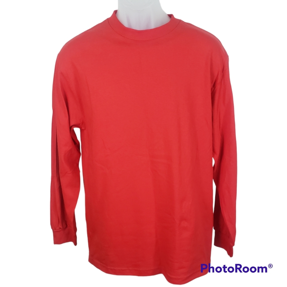 Alstyle Red Blank Long Sleeve T Shirt Medium Unisex 100% Cotton Custom Print Tee
